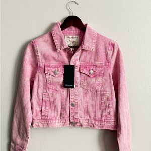 True Religion Acid Wash Pink Trucker Jacket